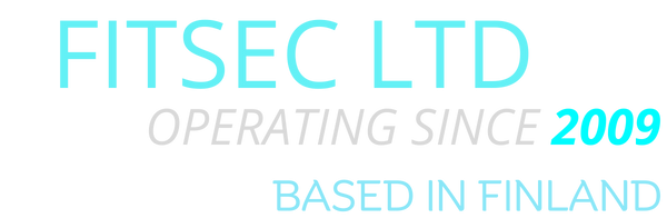 Aqua and gray colored text icon telling how long Fitsec has operated